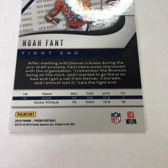 2019 Panini Prizm NOAH FANT Rookie Card Base RC BRONCOS #365 - Picture 8 of 9